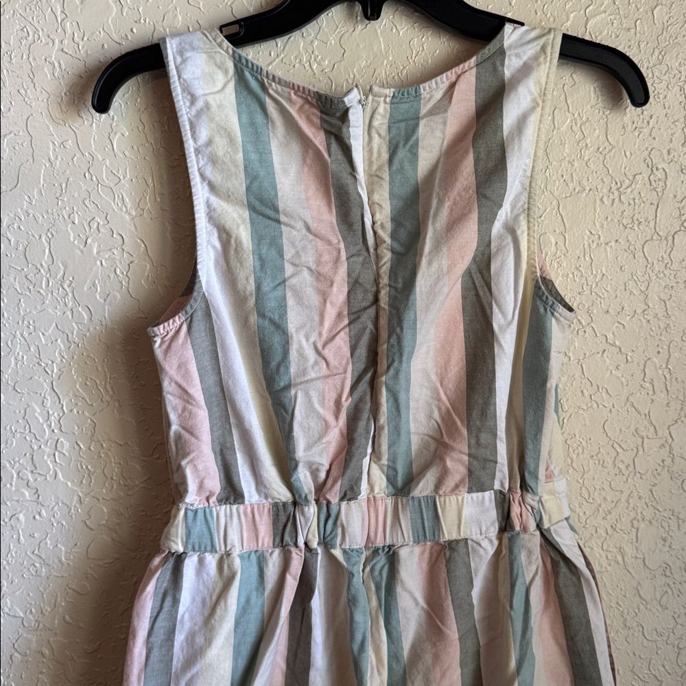 Lucky Brand Daisy Striped Jumpsuit Size Small Pastel Wide Leg Cotton V-Neck - Picture 9 of 10